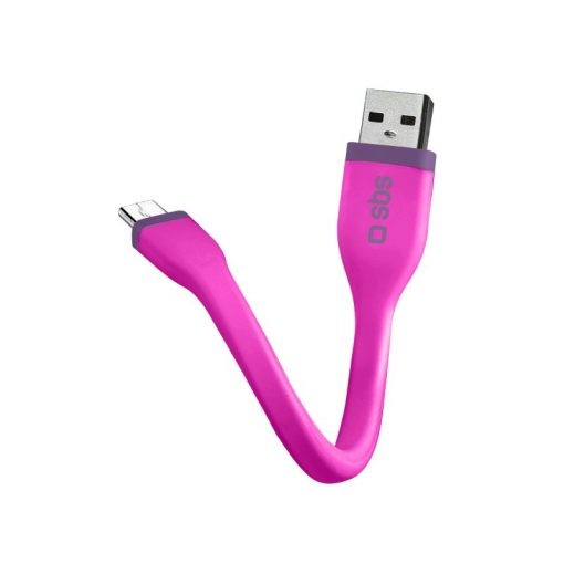 SBS TECABLEMICROSHFLATP cavo USB 0,12 m USB 2.0 USB A Micro-USB B Rosa