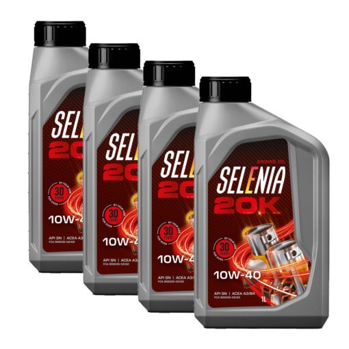 Kit 4 Litri SELENIA 20K 10W-40 – Olio Motore per FCA, Stellantis e Altri Marchi